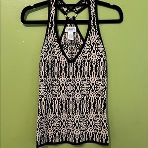 CARMEN MARC VALVO Knit Racerback Halter Print Top